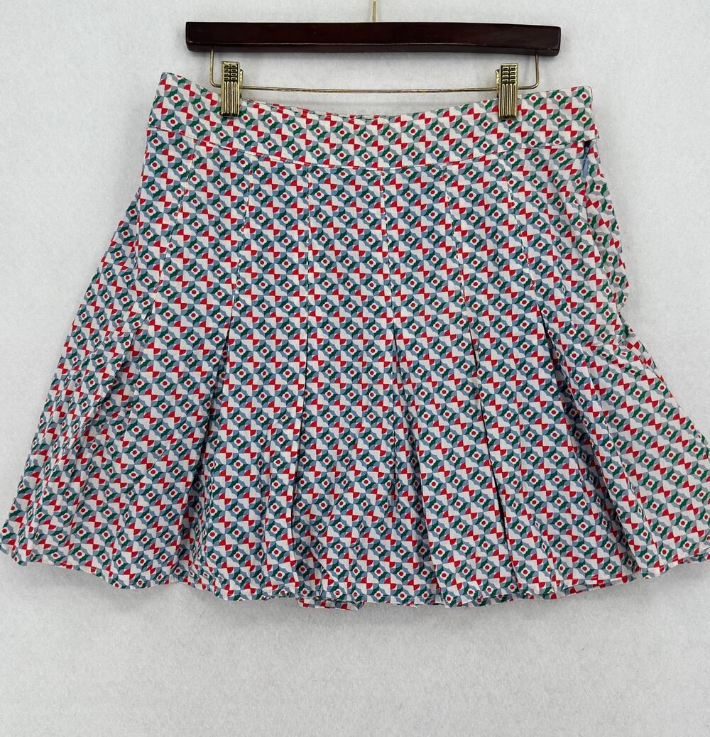 Maeve Anthropologie Vibrant Multicolor Geometric Pleated Mini Skirt Sz 12P